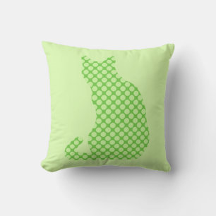 Dotty Cat - shades of lime green Throw Pillow