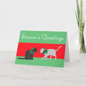 Dotty Cats Christmas Card by goldersbug at Zazzle
