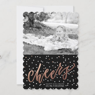 Dotty Cheers Holiday Photo Card // Rose Gold
