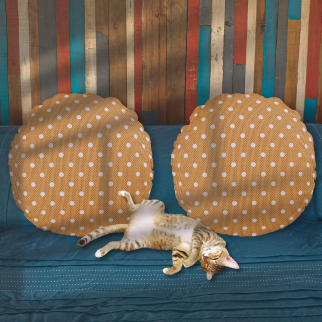 Dotty Delight Orange Round Pillow (Dotty Delight Orange Round Pillows on the sofa.)