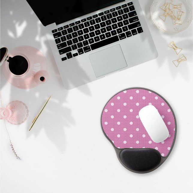 Dotty Delight Pink Gel Mouse Pad (A Dotty Delight Pink Gel Mouse Pad on the desk. )