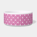 Dotty Delight Pink Pet Bowl<br><div class="desc">Give your pet a touch of whimsy with our Dotty Delight Pink Pet Bowl! This stylish square bowl features a charming white polka dot design on a bright pink background for a cozy faux-knit look.</div>