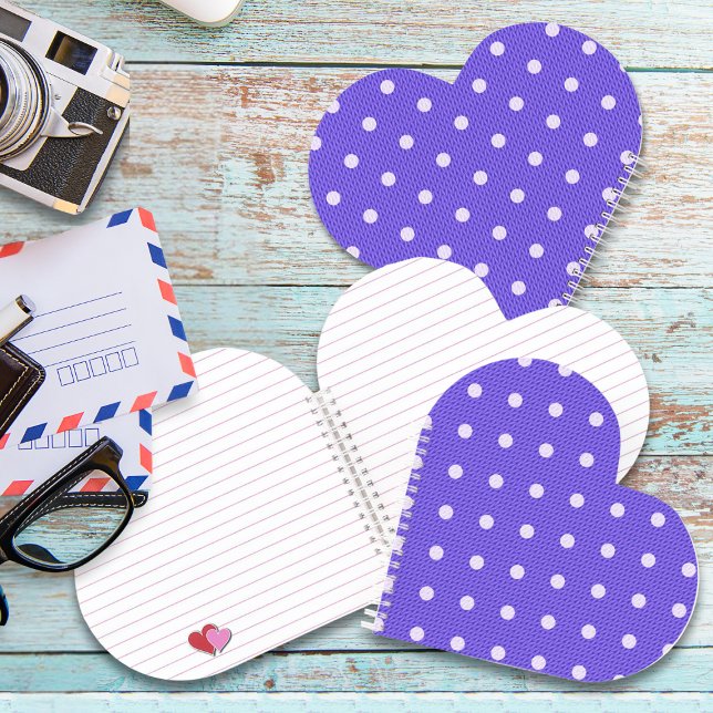 Dotty Delight Purple Spiral Notebook (A Dotty Delight Purple Spiral Notebook is on the table.)