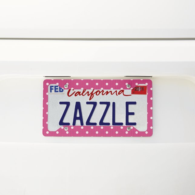 Dotty Delight Red License Plate Frame (On Car)