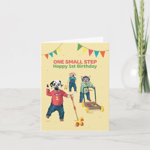 Dotty Dog First Steps Age One Birthday Card