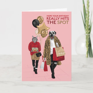 Dotty Dog Leopard Print Hit Spot Birthday Card