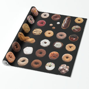 Dotty Donuts wrapping paper (on black)
