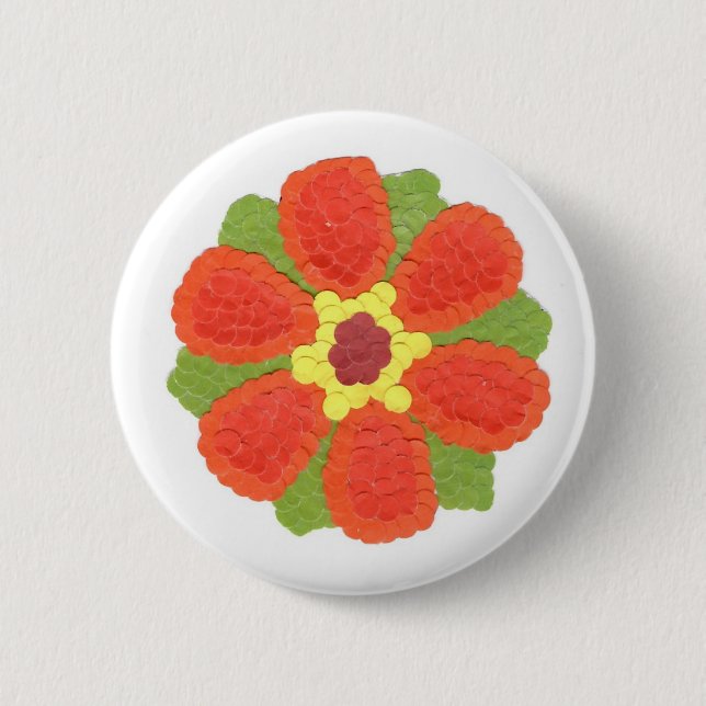 Dotty Flower Round Badge Button (Front)