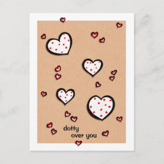 Dotty Hearts kraft Dotty Over You Postcard