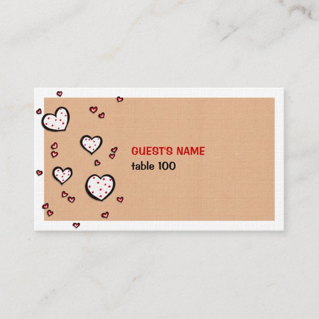 Dotty Hearts kraft Place Card (Front)