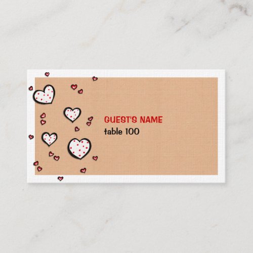 Dotty Hearts kraft Place Card Business Card Template