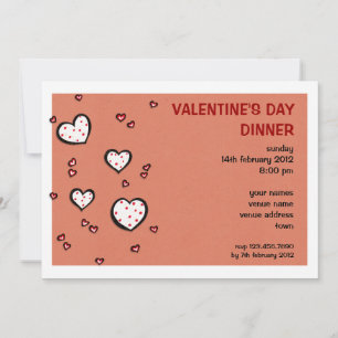 Dotty Hearts kraft red Valentine's Day Dinner Holiday Card