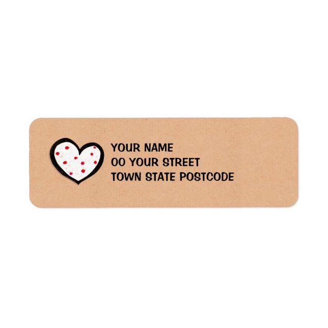 Dotty Hearts kraft Return Address Label (Front)