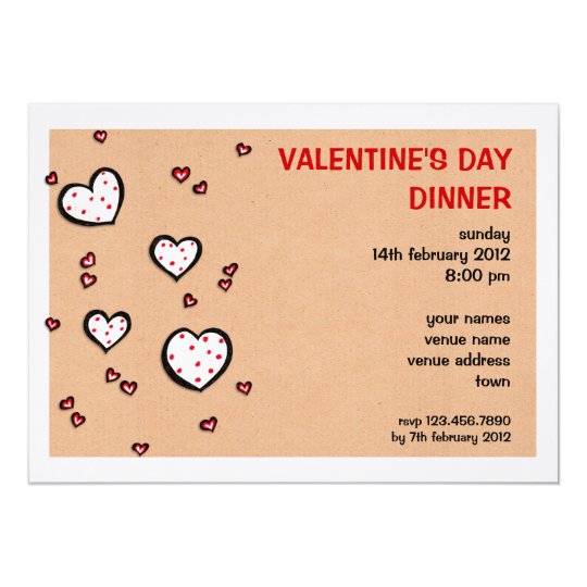 Dotty Hearts kraft Valentine's Day Dinner Invite