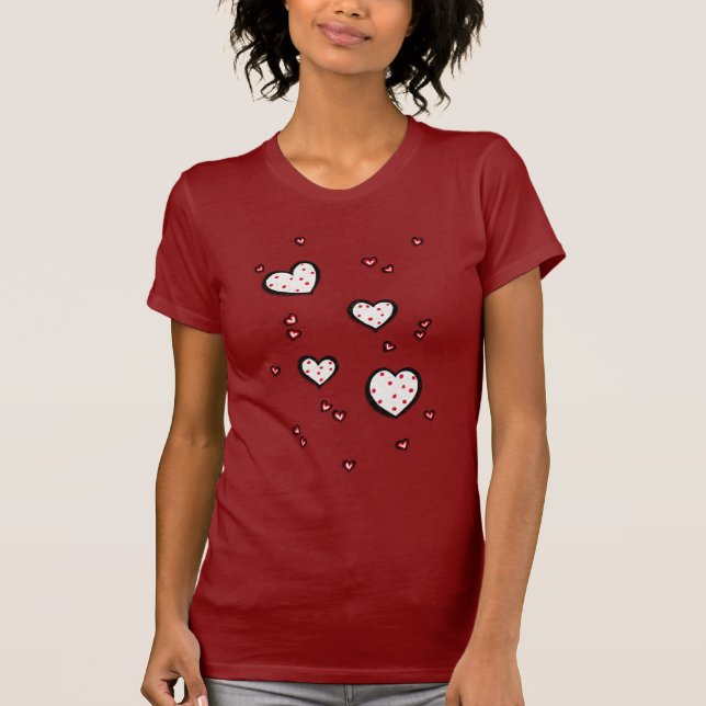 Dotty Hearts red Ladies T-shirt (Front)