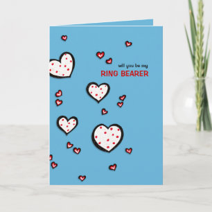 Dotty Hearts turquoise Be My Ring Bearer Card