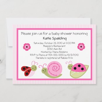Dotty Ladybug  Snail & Bee Baby Shower Invitations by Personalizedbydiane at Zazzle