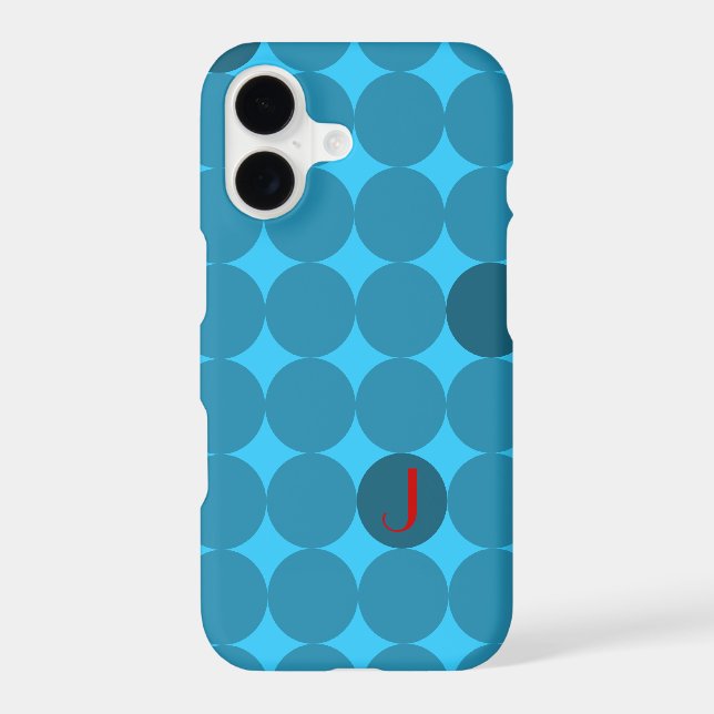 Dotty Monogram In Red And Aqua Iphone Case (Back)