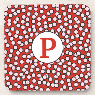 Dotty Monogram Pattern Beverage Coaster