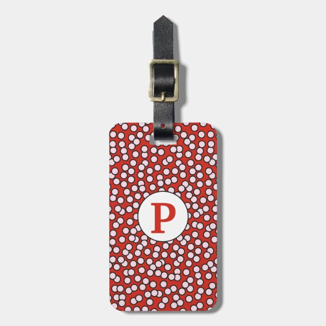 Dotty Monogram Pattern Luggage Tag (Front Vertical)