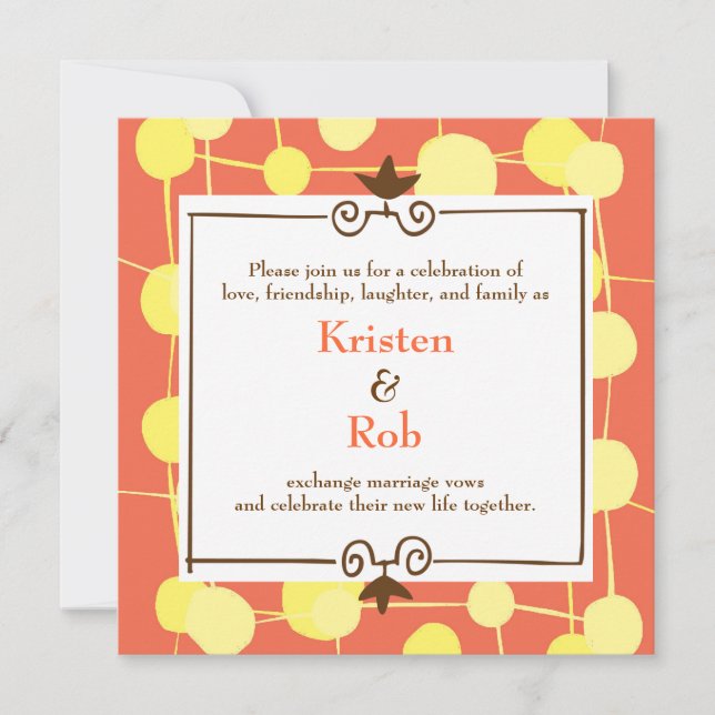 Dotty (Orange Sorbet) Wedding Invitation (Front)