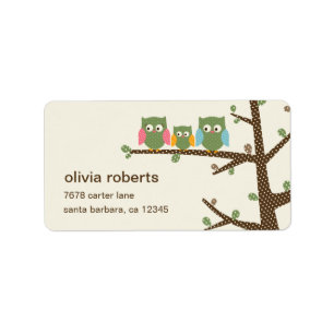 Dotty Owls Address Label