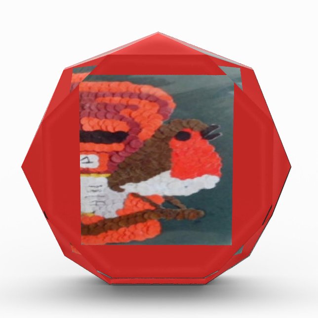 Dotty Robin Large Octagonal Acrylic Award (Front)