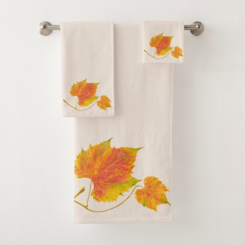 Dotty Spotty Fall on a Bathroom Towel Set