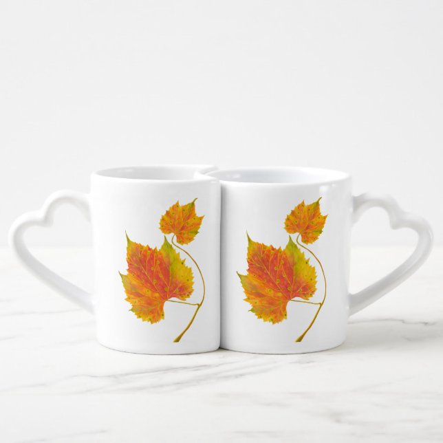 Dotty Spotty Fall on a Lovers' Mug Set (Back Nesting)