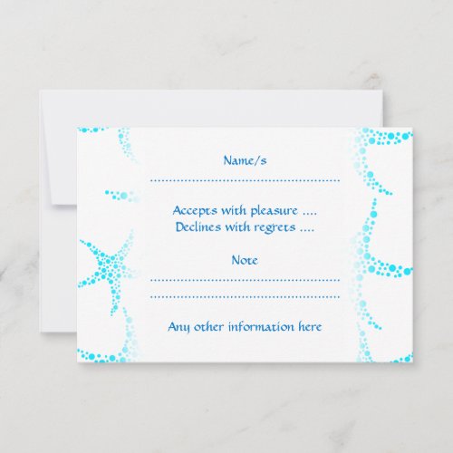 Dotty Starfish Pattern in Turquoise and White. Personalized Invitation