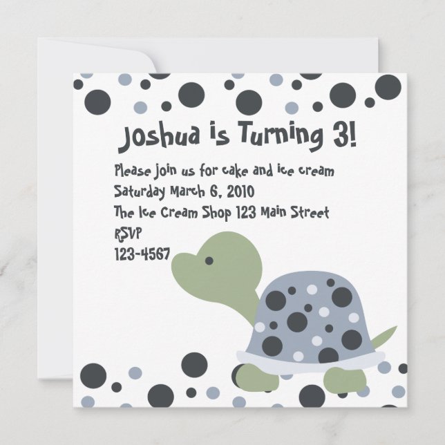 Dotty Turtle Invitation (Front)