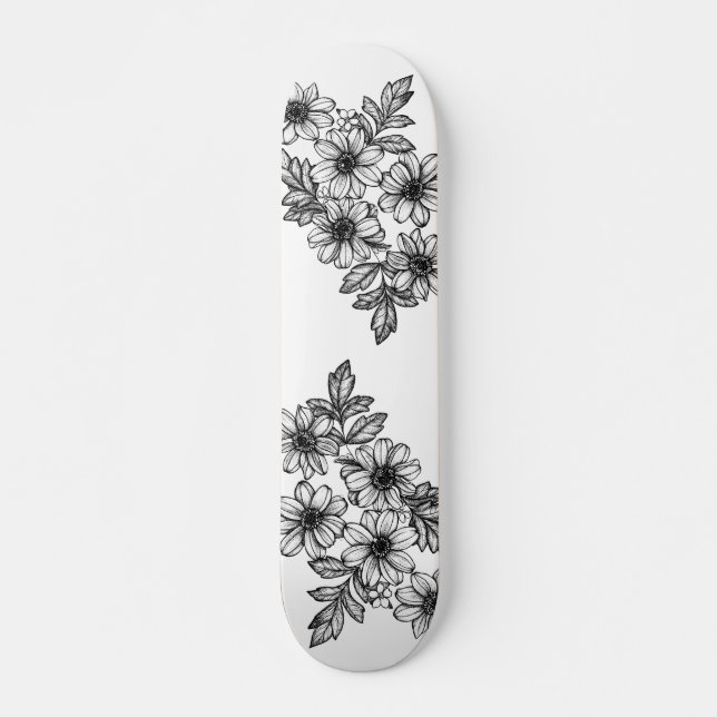 Dotwork Flower Skateboard Deck (Front)