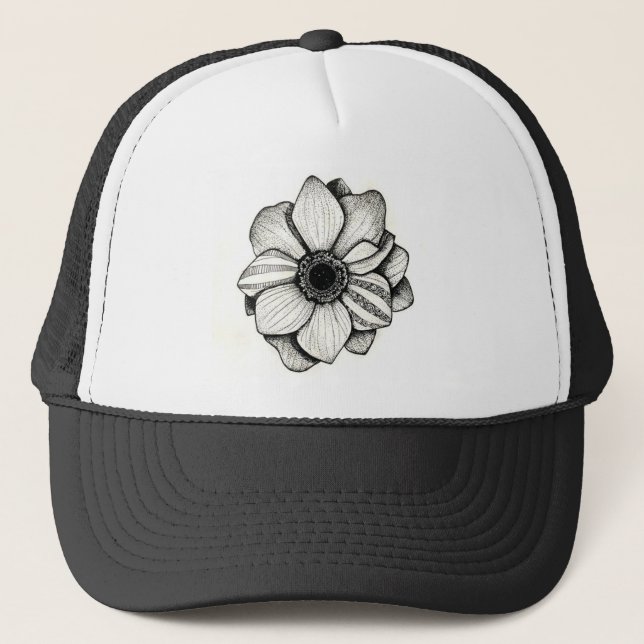Dotwork Flower Trucker Hat (Front)