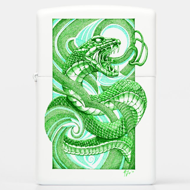 Dotwork Hebi Zippo Lighter (Front)