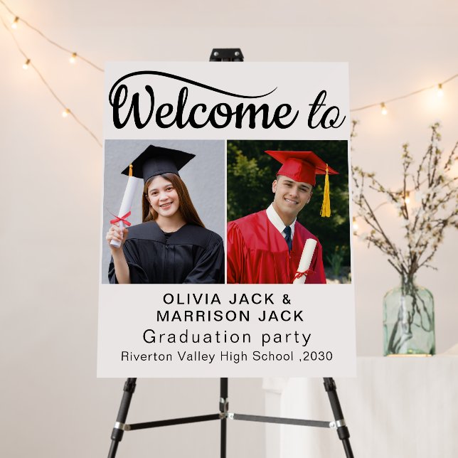 Double 2 Photo Graduation Welcome Foam Boards  (In Situ (Stand))