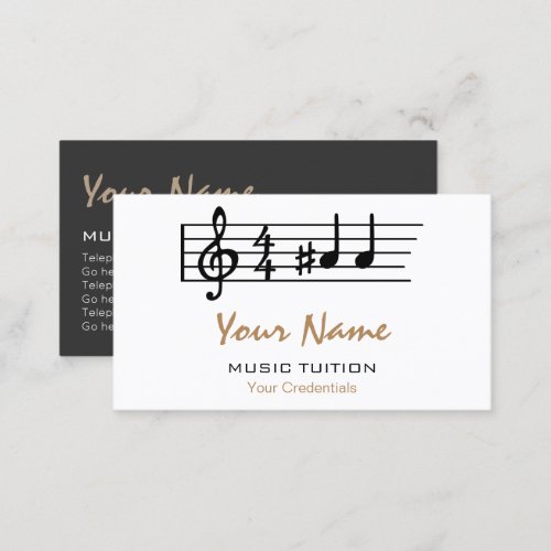 Double A Sharp Music Tutor Business Cards