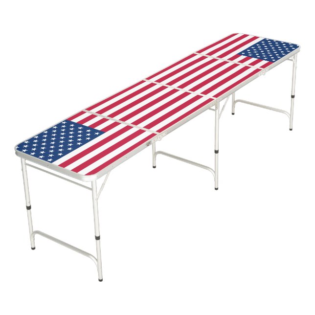 Double American Flag Pong Table (Angled)