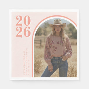 Double Arch Blush Pink Minimal Photo Graduation Napkins