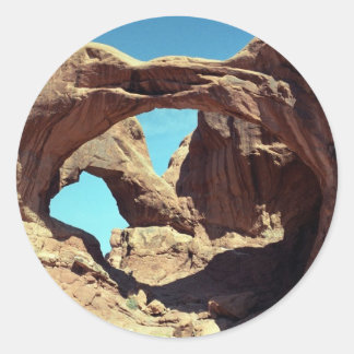 Double Arch Desert Landscape Photo Classic Round Sticker