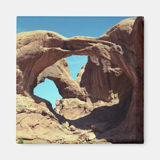 Double Arch Desert Landscape Photo Magnet (Front)