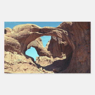Double Arch Desert Landscape Photo Rectangular Sticker