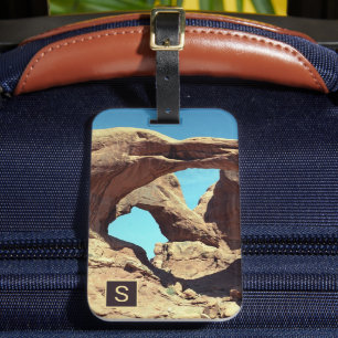 Double Arch Desert Photo with Monogram Luggage Tag
