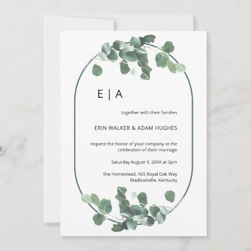 Double Arch Eucalyptus Greenery Minimalist Wedding Invitation