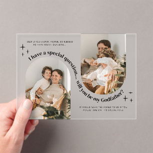 Double Arch Photo Godfather Proposal Acrylic Invitations