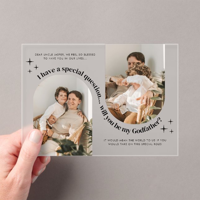Double Arch Photo Godfather Proposal Acrylic Invitations (Insitu (Handheld))