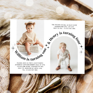 Double Arch Photo Joint Birthday Invitation
