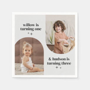 Double Arch Photo Joint Birthday Paper Napkin