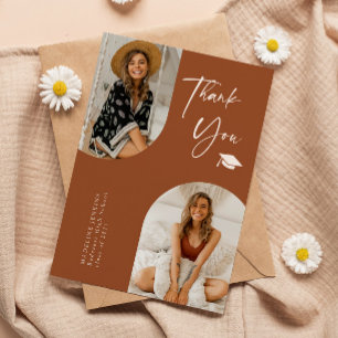 Double Arch Terracotta Graduation Photo Thank You Card