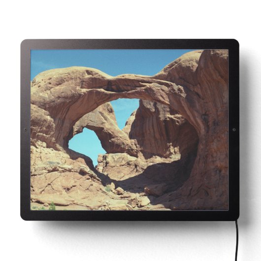 Double Arch Utah Desert Landscape Photo LED Sign (Lights Off)