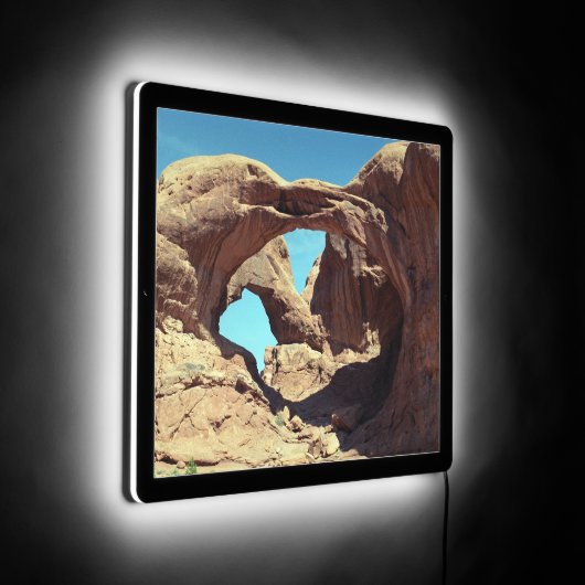 Double Arch Utah Desert Landscape Photo LED Sign (Angle)